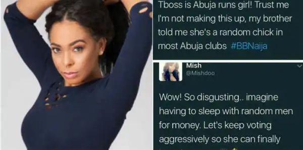 #BBNaija: Social Media User Insults TBoss, Says She’s A Random Abuja “Runs Girl” (TWEETS)